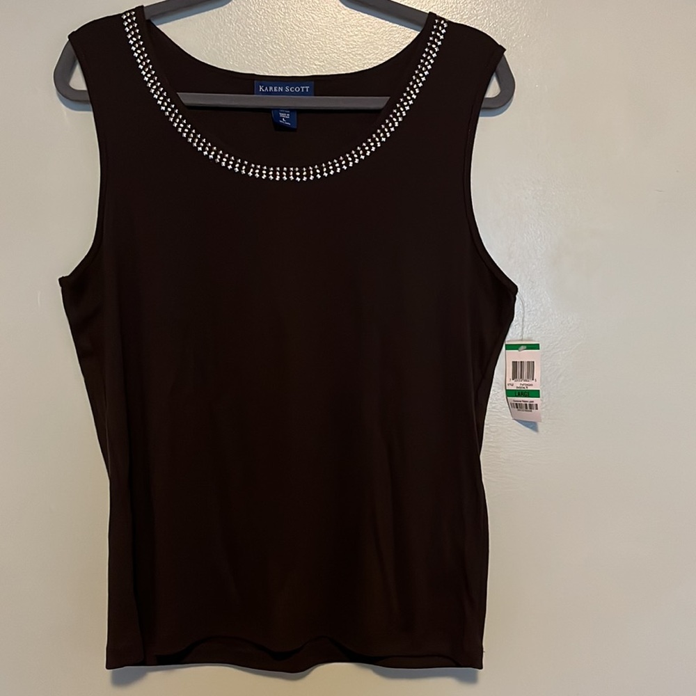 Karen Scott NWT Studded Sleeveless Top